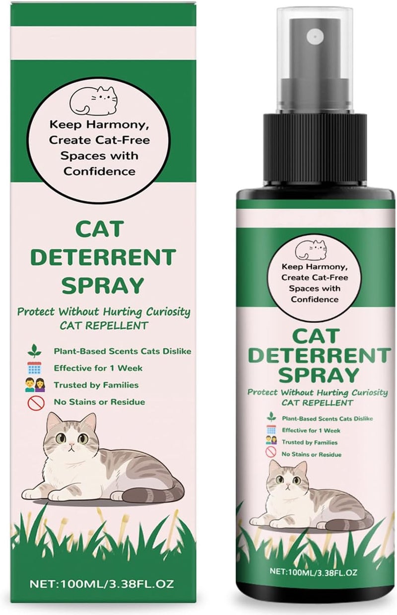 Makbeaty Cat Repellent Spray,Cat Deterrent Spray, Natural Ingredients Cat Repellent Effective Cat Scratch Deterrent Training Aid, Safe Cat Urination Deterrent for Furniture & Walls Protection - Image 1