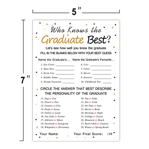 Fibevon Graduation Party Game Cards - Who Knows The Graduate Best (36-Pack)- Graduation Party Collection Grad Celebration Party Supplies for High School/College/Senior School - Image 3