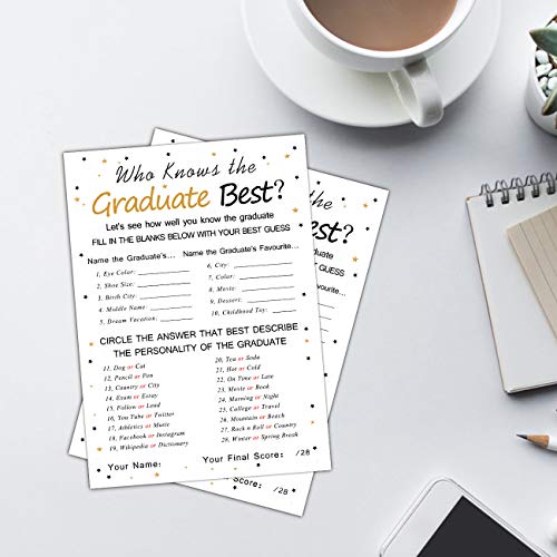 Fibevon Graduation Party Game Cards - Who Knows The Graduate Best (36-Pack)- Graduation Party Collection Grad Celebration Party Supplies for High School/College/Senior School - Image 5