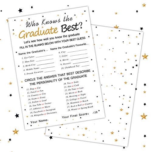 Fibevon Graduation Party Game Cards - Who Knows The Graduate Best (36-Pack)- Graduation Party Collection Grad Celebration Party Supplies for High School/College/Senior School - Image 4