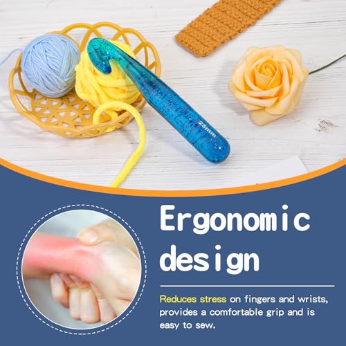 QMNNMA 25 mm Crochet Hook, Large Crochet Hooks for Chunky Yarn Ergonomic Knitting Needles Crochet Needle for Beginners and Crocheting Yarn (Blue) - Image 5