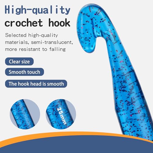 QMNNMA 25 mm Crochet Hook, Large Crochet Hooks for Chunky Yarn Ergonomic Knitting Needles Crochet Needle for Beginners and Crocheting Yarn (Blue) - Image 3