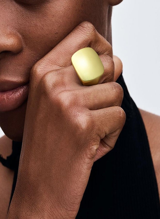 Aprilery Gold and Silver Rings for Women, Chunky Signet Statement Rings Gold Plated Band Ring Wide Metal Square Rings Cocktail Costume Jewelry for Her - Image 2