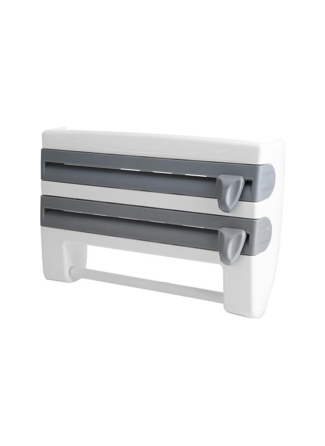 Generic - Wall-Mount Paper Towel Holder,Cling Film Holder Sauce Bottle Storage Rack with Spice Rack Kitchen Roll Holder Foil Dispenser with Cutter,Gray - Image 1