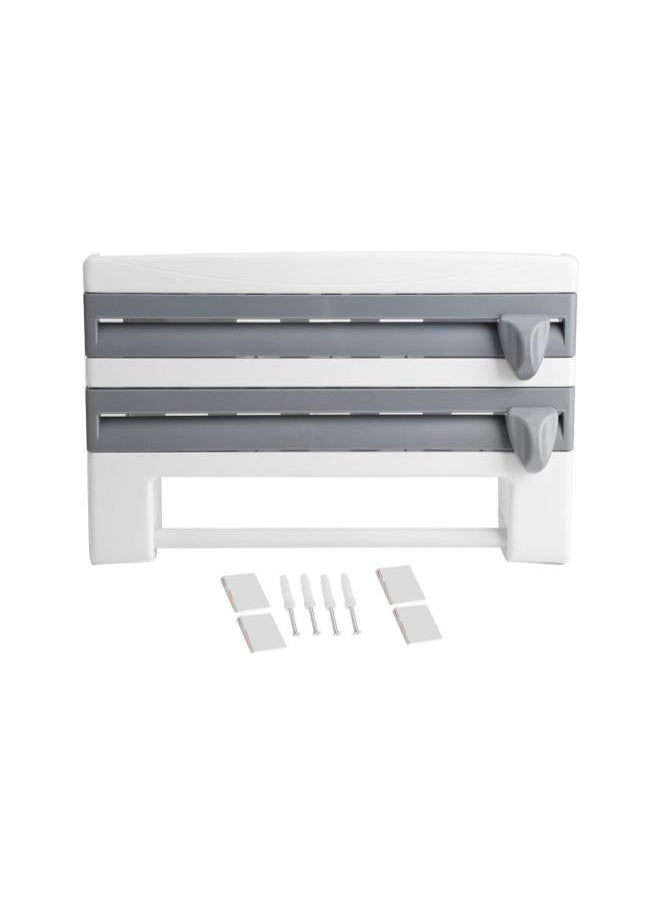 Generic - Wall-Mount Paper Towel Holder,Cling Film Holder Sauce Bottle Storage Rack with Spice Rack Kitchen Roll Holder Foil Dispenser with Cutter,Gray - Image 1