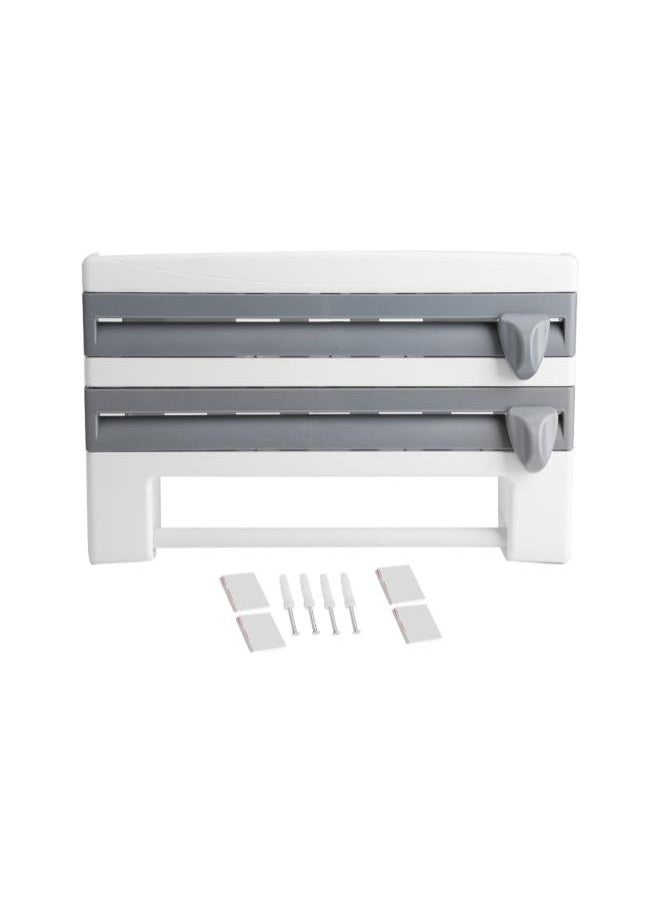 Generic - Wall-Mount Paper Towel Holder,Cling Film Holder Sauce Bottle Storage Rack with Spice Rack Kitchen Roll Holder Foil Dispenser with Cutter,Gray - Image 1