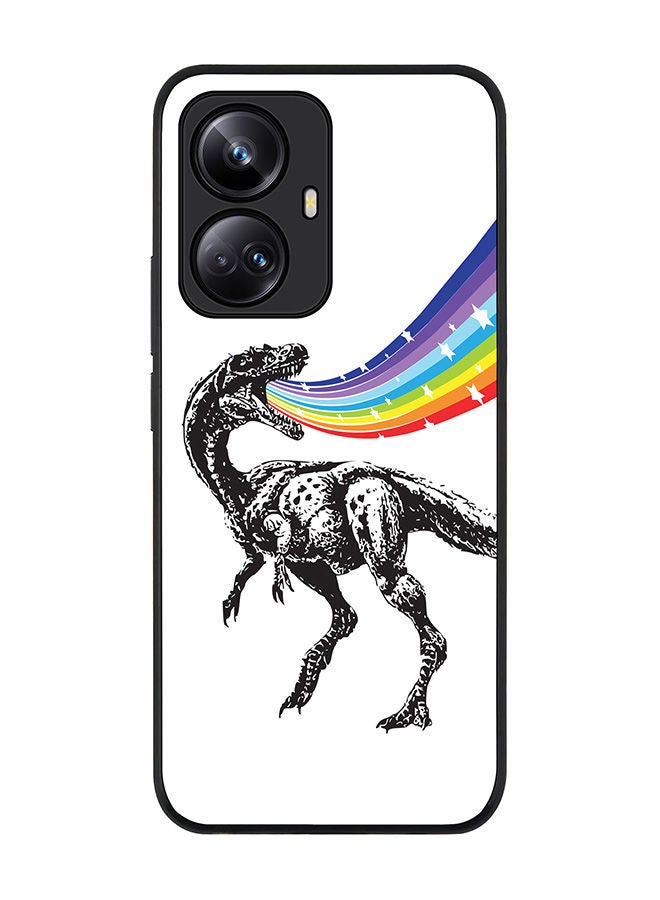 Stylizedd Rugged Black edge case for Realme 10 Pro Plus 5G Slim fit Soft Case Flexible Rubber Edges Anti Drop TPU Gel Thin Cover -  Rainbow Dino - Image 1