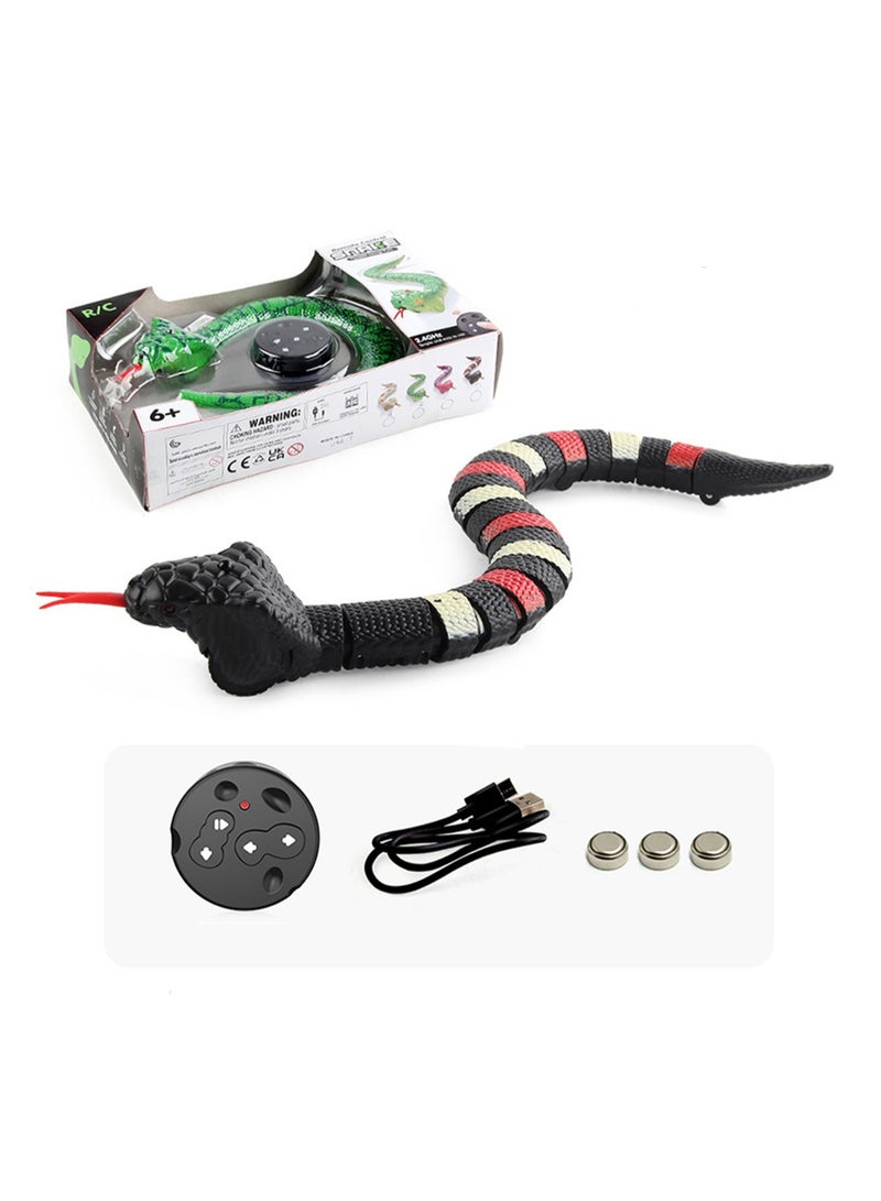 خدعة مضحكة جديدة وغريبة للأطفال للتحكم عن بعد على شكل ثعبان إلكتروني للحيوانات الأليفة تعمل بالأشعة تحت الحمراء ومحاكاة لعبة كهربائية (الكوبرا الأسود)