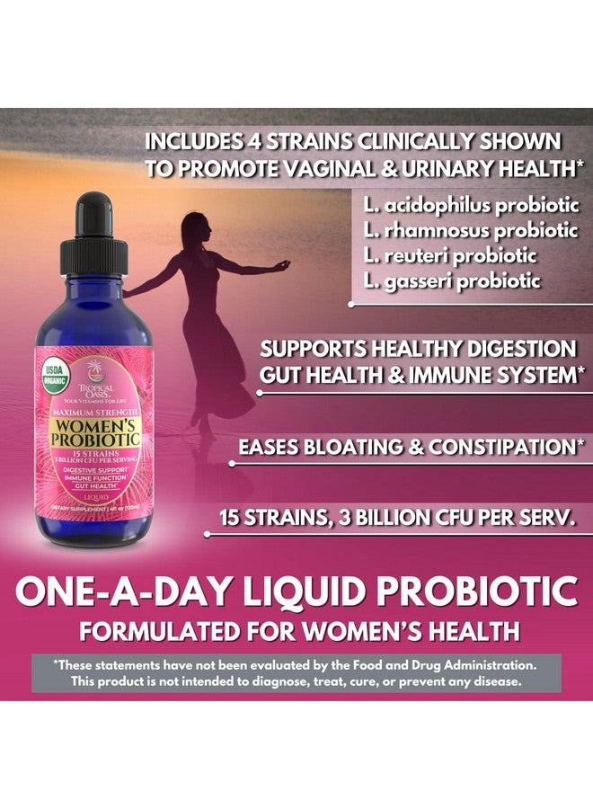 تروبيكال أويسيز بروبيوتيك سائل عضوي من وزارة الزراعة الأمريكية للنساء من تروبيكال أواسيس | دعم الهضم وصحة الأمعاء | فيتامينات سائلة للنساء | امتصاص 98% | نباتي، غير معدل وراثيًا | 40 حصة - Image 5