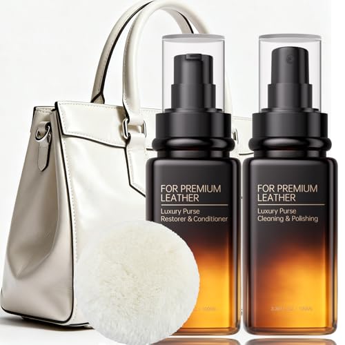 QONS Leather Purse Cleaner & Conditioner Kit – Non-Darkening Leather Care for Handbags, Wallets & Designer Bags – Cleans, Restores & Protects – 4oz Cleaner & 4oz Conditioner with Applicator Pad - Image 1