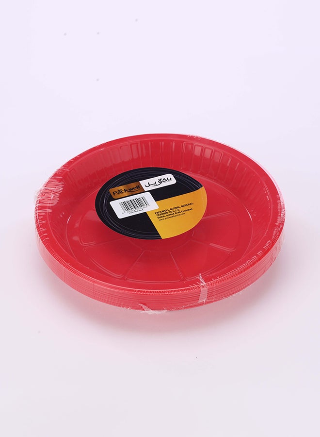 packwell Round Plastic Plate 9" Red 25 Pcs