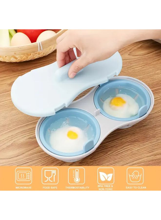 Nordic Blue Microwave Egg Cooker Poacher Boiler For Breakfast Lunch Dinner - Image 2