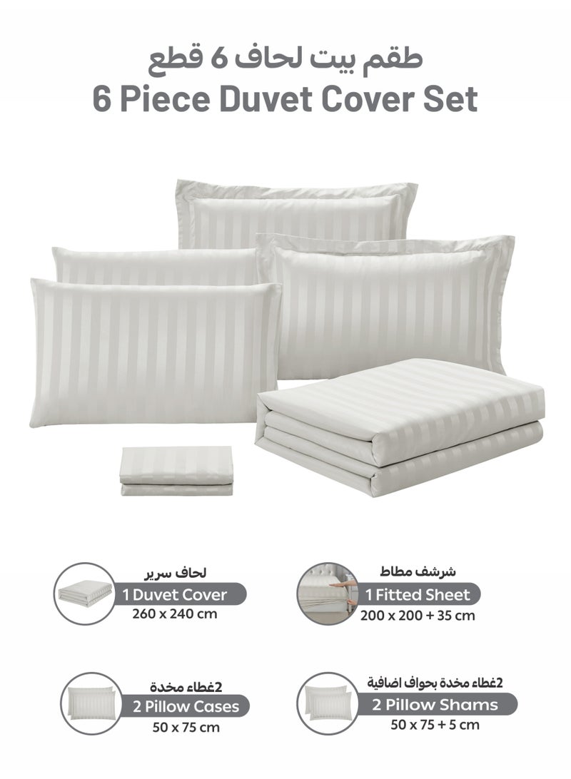 Donetella Striped Duvet Cover Set King Size 260x240 cm - 6-Pcs Bed Set, Microfiber Fabric - 1 Duvet Cover, 1 Fitted Sheet, 2 Pillow Sham, 2 Pillowcase (Filler Not Included) - Image 4