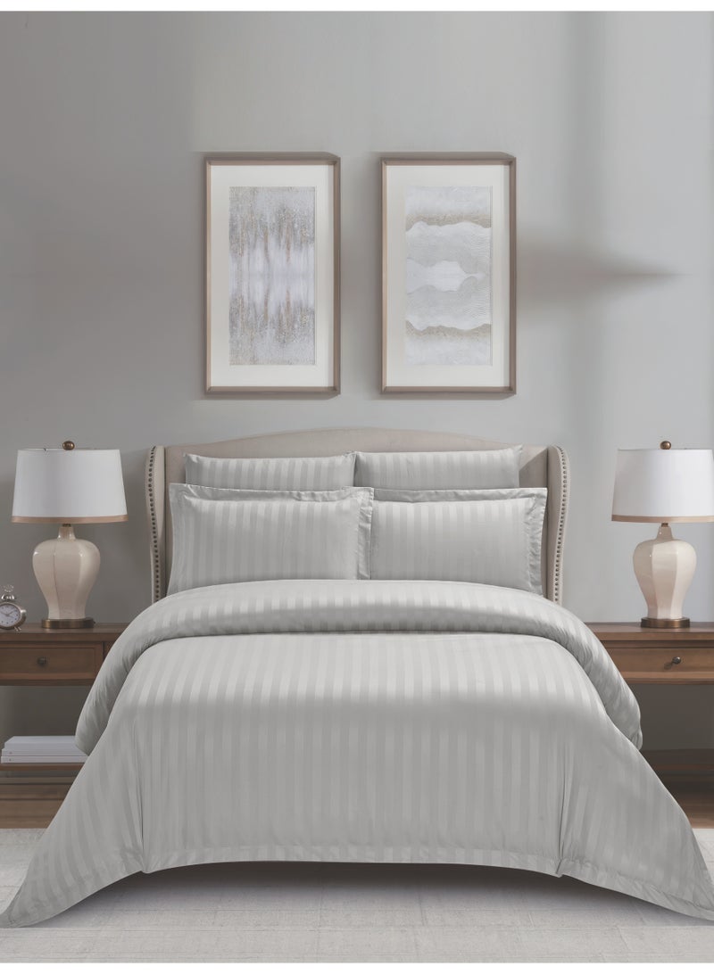 Donetella Striped Duvet Cover Set King Size 260x240 cm - 6-Pcs Bed Set, Microfiber Fabric - 1 Duvet Cover, 1 Fitted Sheet, 2 Pillow Sham, 2 Pillowcase (Filler Not Included) - Image 1