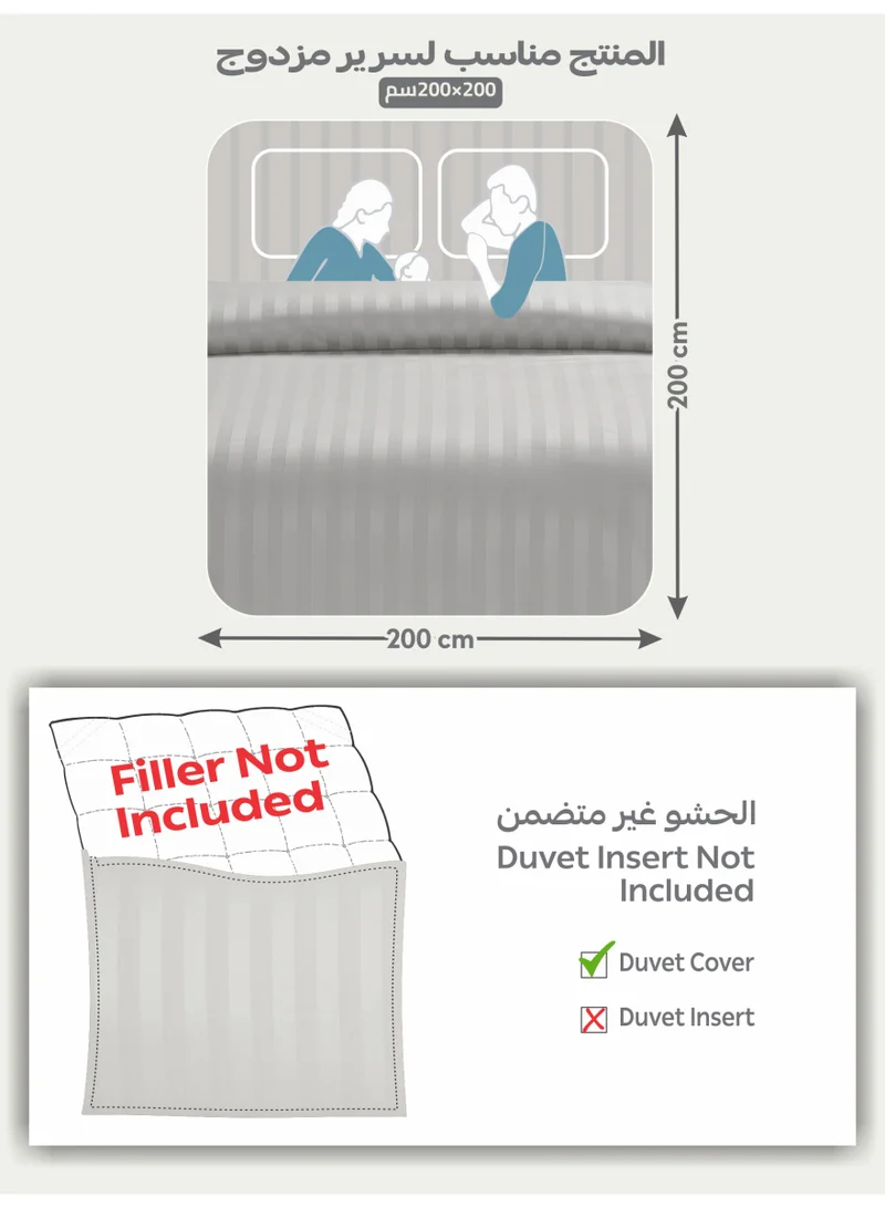 Donetella Striped Duvet Cover Set King Size 260x240 cm - 6-Pcs Bed Set, Microfiber Fabric - 1 Duvet Cover, 1 Fitted Sheet, 2 Pillow Sham, 2 Pillowcase (Filler Not Included)