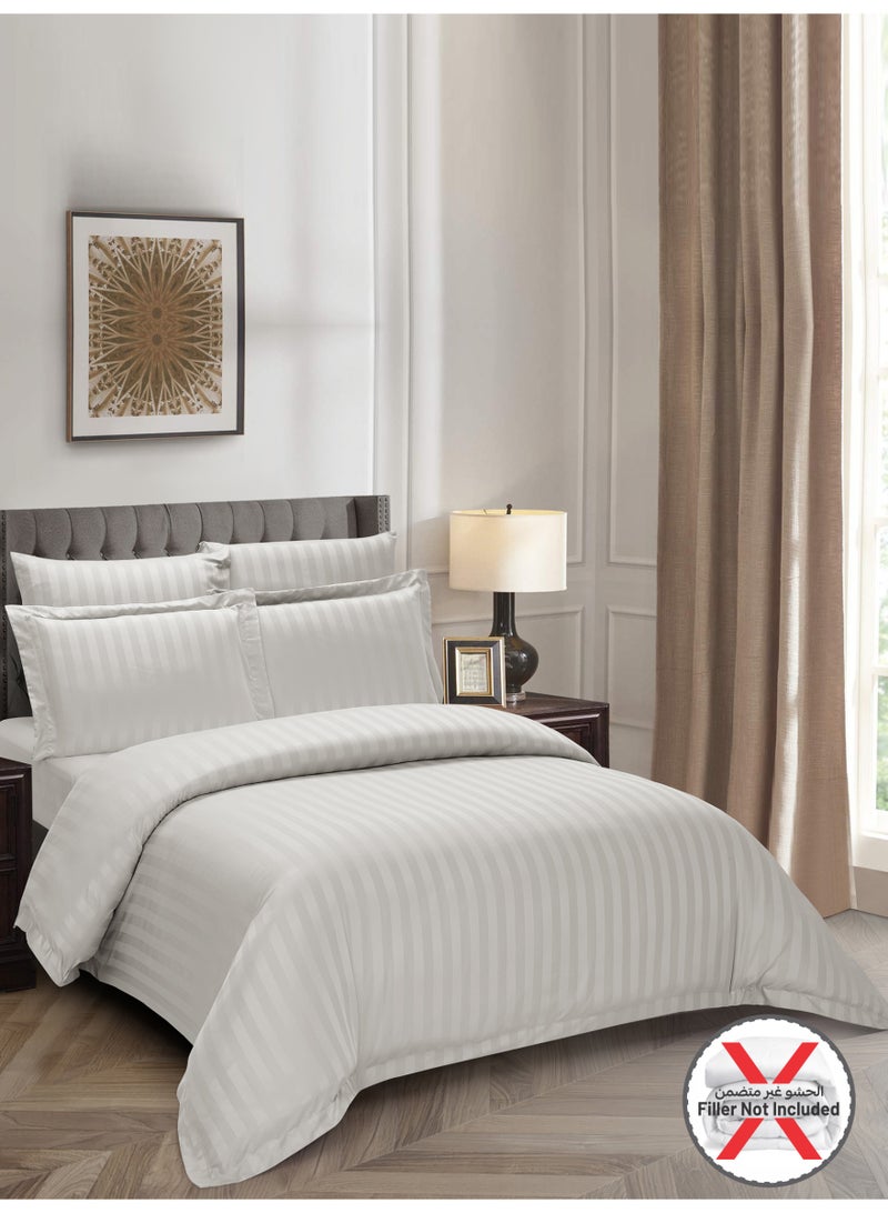 Donetella Striped Duvet Cover Set King Size 260x240 cm - 6-Pcs Bed Set, Microfiber Fabric - 1 Duvet Cover, 1 Fitted Sheet, 2 Pillow Sham, 2 Pillowcase (Filler Not Included) - Image 2