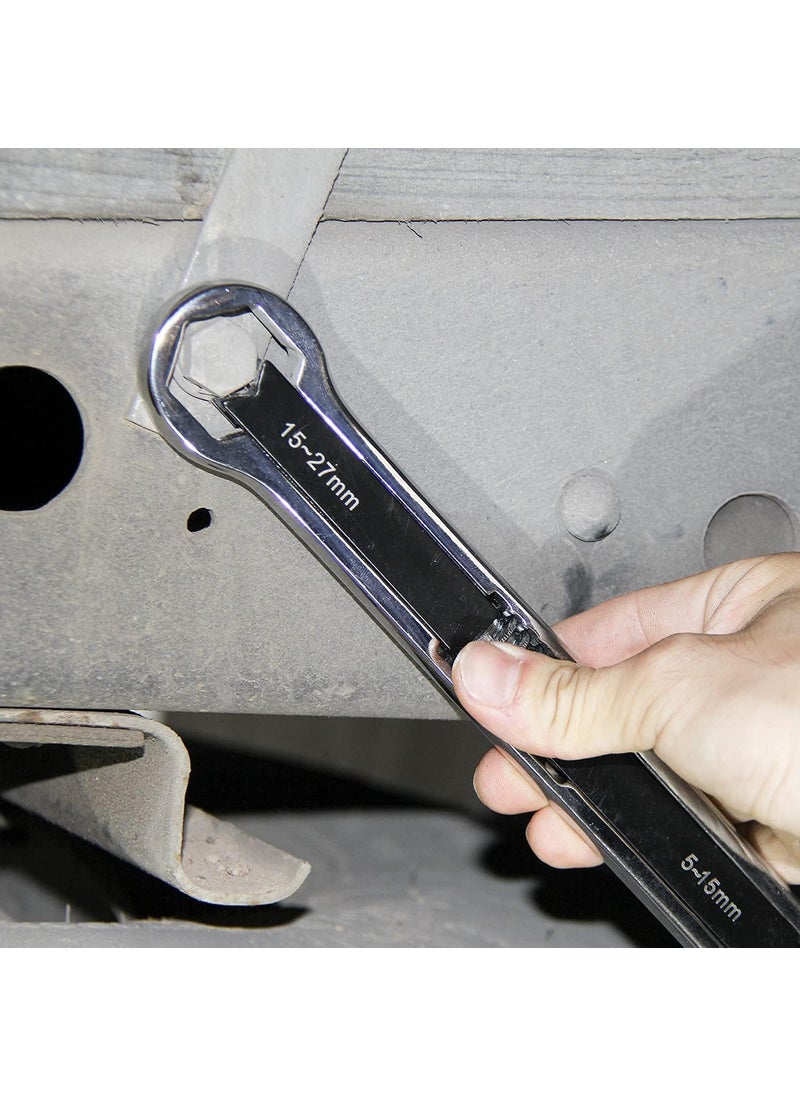 Citaaz Citaaz Double End Ring Spanner Offset Ring Spanner Double Head Universal Ratchet Wrench Carbon Steel Adjustable Multifunction Torx Wrench Bolt Nut Large  - Image 3