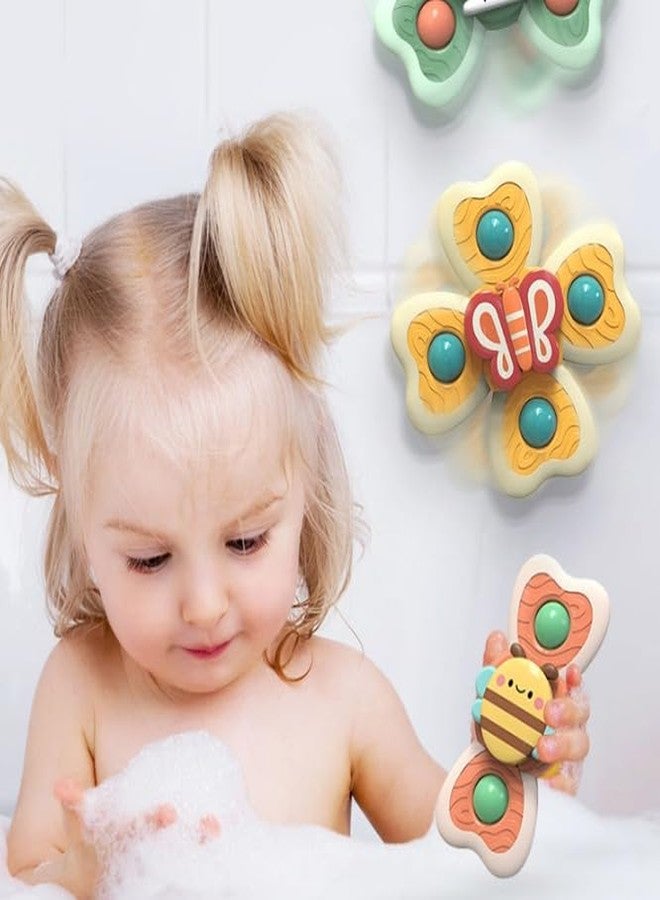 OANGO Silicone Suction Cup Flower Spinning Bath Toy for Infants & Toddlers, Sensory Fidget Bath Toys for Kids, Learning Toys for Boys & Girls 3 pcs (Random Color) - Image 3