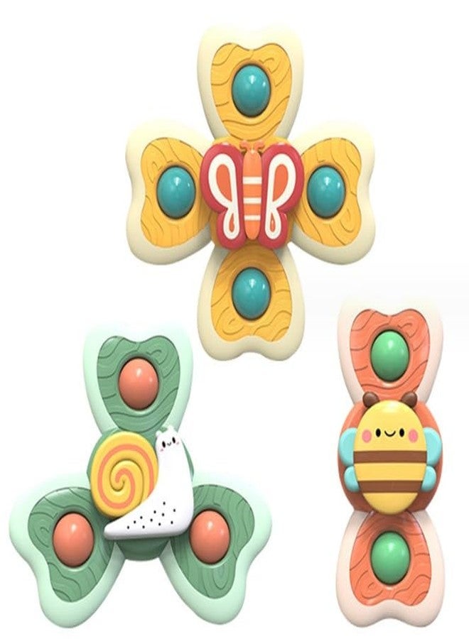 OANGO Silicone Suction Cup Flower Spinning Bath Toy for Infants & Toddlers, Sensory Fidget Bath Toys for Kids, Learning Toys for Boys & Girls 3 pcs (Random Color) - Image 2