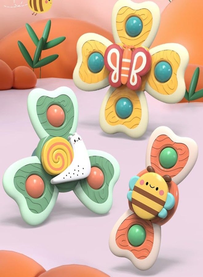 OANGO Silicone Suction Cup Flower Spinning Bath Toy for Infants & Toddlers, Sensory Fidget Bath Toys for Kids, Learning Toys for Boys & Girls 3 pcs (Random Color) - Image 1