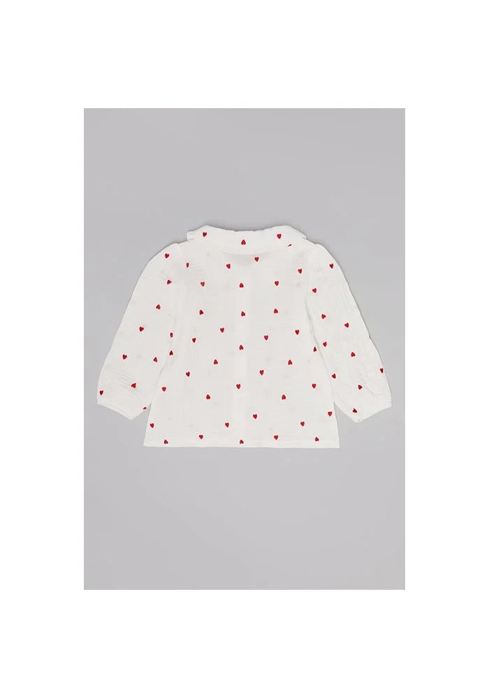 أر أند بي Embroidered Shirt with Spread Collar and Long Sleeves