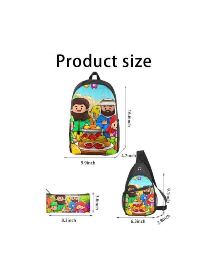 Universal cartoon new three-piece schoolbag - 454  - Image 3