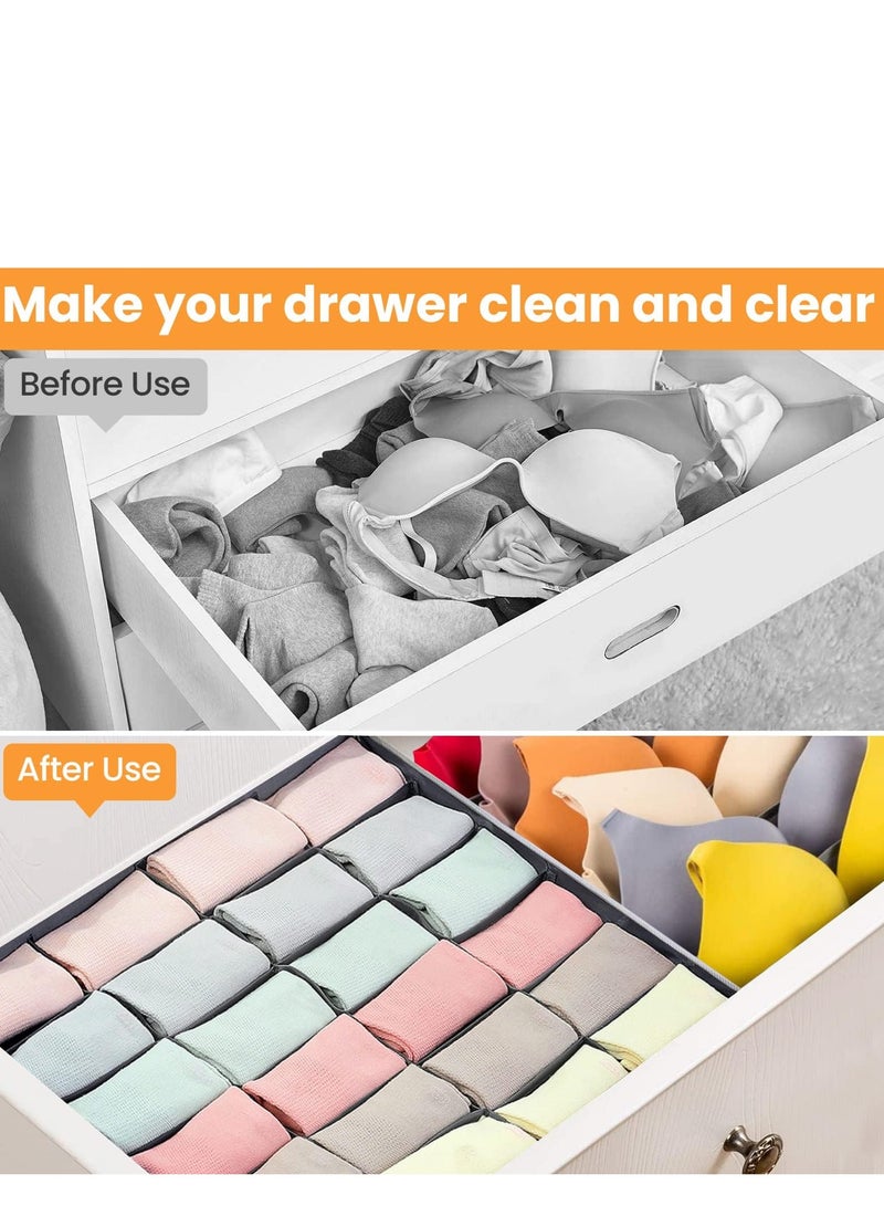 TRASSLE 8 Packs Drawer Organizers for Clothing with 90 Cells Fabric Foldable Grids Dividers Box for Socks,Underwear, Bras and Ties  - Image 5
