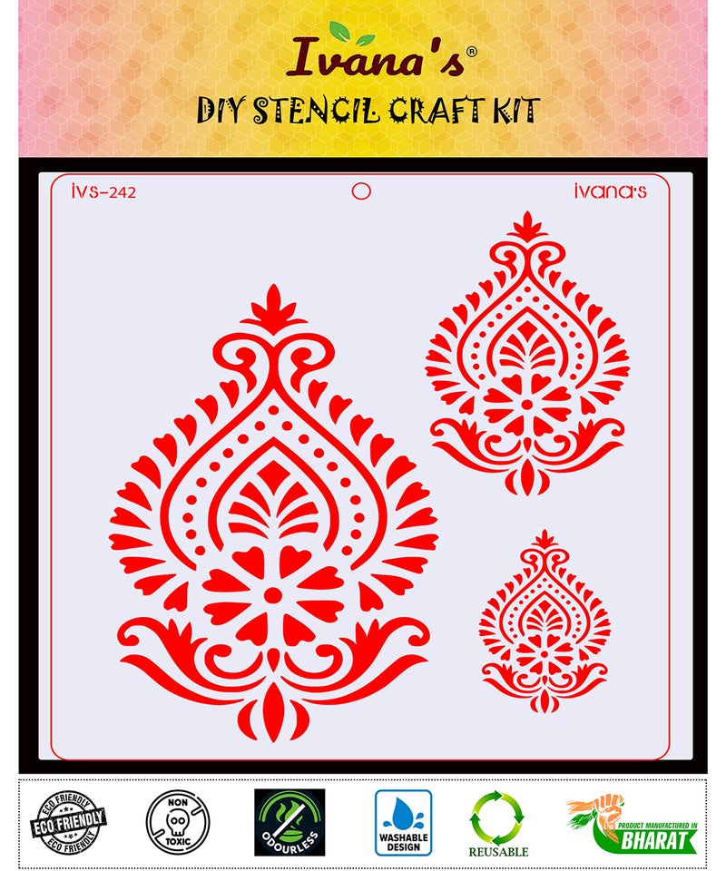 IVANA'S Art & Craft Reusable Stencil for Art & Craft, DIY Decorative Stencil for Painting on Canvas, Fabric, Cloth, Paper, Glass, Furniture and Wall, Size - 6 x 6 inch, Pack of 1, IVS-242, Off White - Image 2