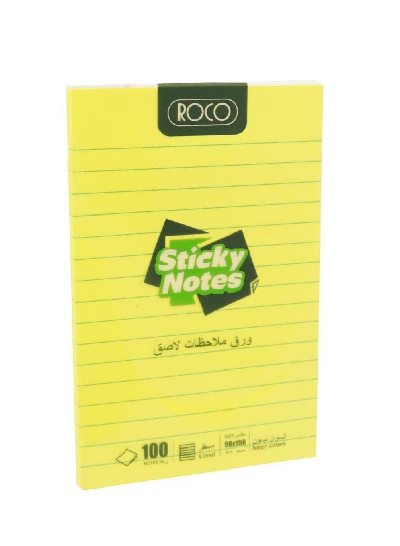 روكو أوراق ملاحظات لاصقة مسطرة 98 × 150 مم 100 ورقة - Image 1