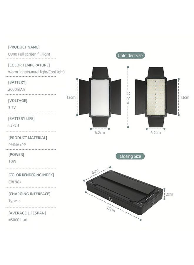 6 Inch LED Square Ring Light With Adjustable Clamp USB Rechargeable RGB Warm Neutral Cool - Image 3