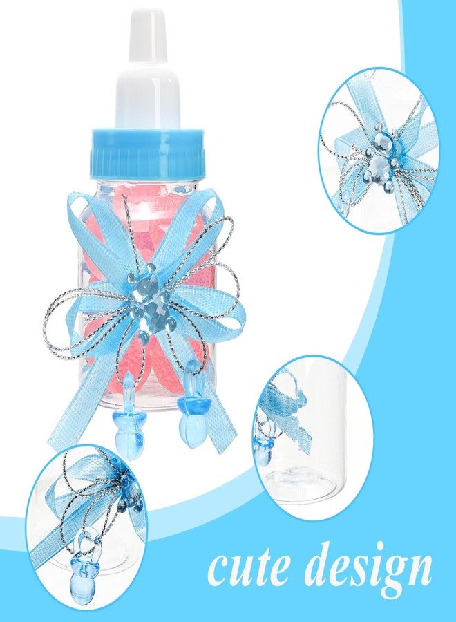 Tebery 48 Pcs Baby Shower Mini Candy Bottle, 3.5 Inch Clear Milk Candy Container with Bear and Ribbon, Reusable Plastic Baby Shower Party Favors for Newborn Decoration, Birthday, Blue - Image 4