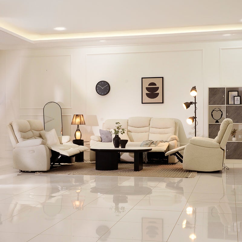 ROYAL FURNITURE Manhattan Electric Recliner Sofa Set - Beige - Image 2