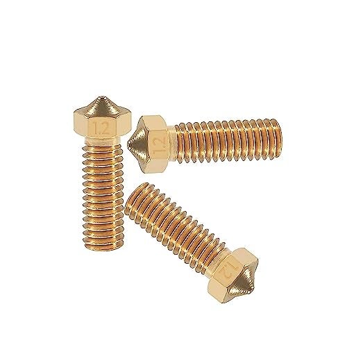 TESSERACT 1.2mm Extruder Nozzle For 3D Printer | Volcano Type Brass Nozzle for 3D Printing | Made in India Compatible With E3D Volcano Hotend And M6 Threaded Extruder (Quantity-3 Nozzle Volcano 1.2mm) - Image 1