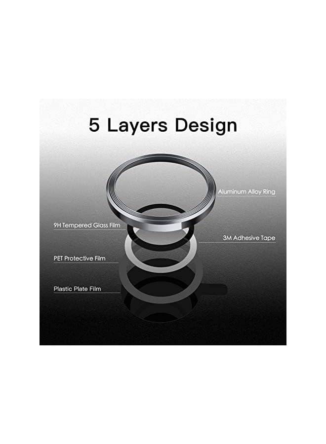 Jetech Camera Lens Protector for iPhone 14 Pro 6.1-Inch and iPhone 14 Pro Max 6.7-Inch, 9H Tempered Glass Metal Individual Ring Cover, HD Clear, 3-Pack (Space Black) - Image 4