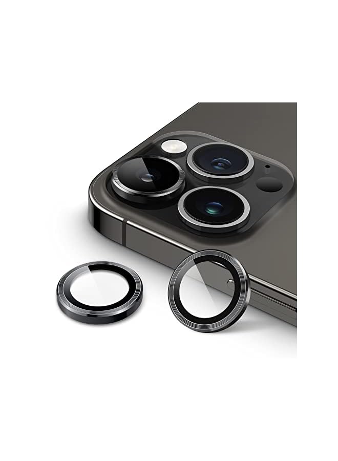 Jetech Camera Lens Protector for iPhone 14 Pro 6.1-Inch and iPhone 14 Pro Max 6.7-Inch, 9H Tempered Glass Metal Individual Ring Cover, HD Clear, 3-Pack (Space Black) - Image 2