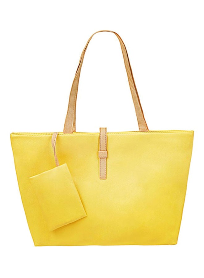 NIBEMINENT Stitched Detail Shopper/Tote With Pouch Yellow
