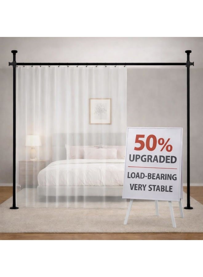 Jilron Tension Curtain Rods No Drill Adjustable Room Divider, Tension Rod for Room Separator and Partition Room Dividers, Easy Installation for Bedroom & Apartment (Black - W35-100 × H43-120 in) - Image 1