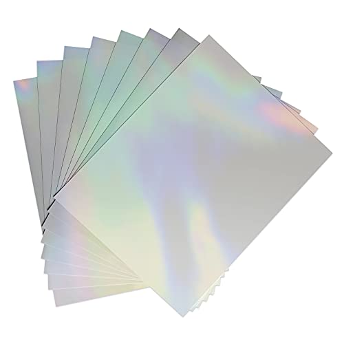 UOKHO Clear Holographic Sticker Paper for Ink jet & Laser Printer 20 Sheets Printable Vinyl Holographic Sticker Paper Waterproof Self-Adhesive, 8.5 X 11 Inches Transparent - Image 1