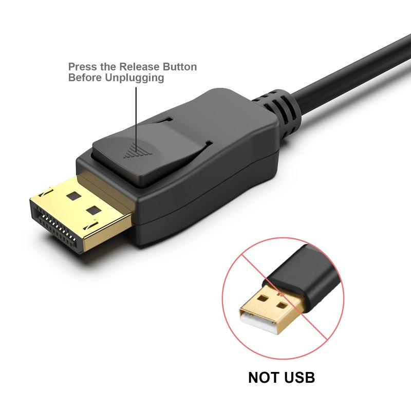 BENFEI [VESA Certified] DisplayPort to DisplayPort 1.8 Meter Cable, DP to DP Male to Male Cable, Supports 4K@60Hz, 2K@165Hz Compatible for Lenovo, Dell, HP, ASUS and More - Image 4