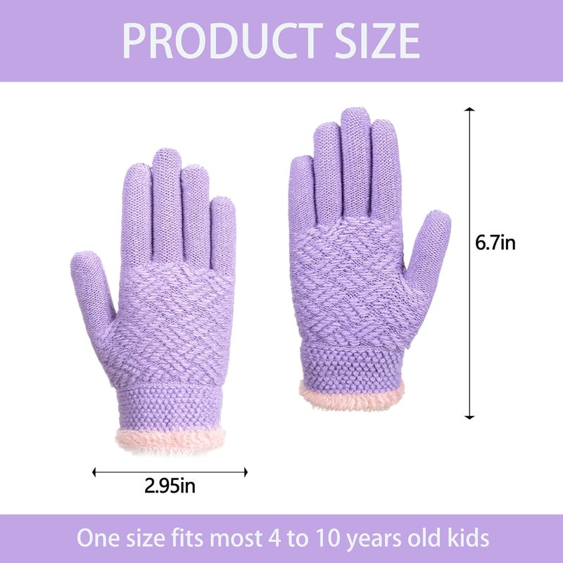 FENELY 2 Pairs Kid Winter Knit Gloves Stretchy Warm Gloves Gift for Boy Girl - Image 4