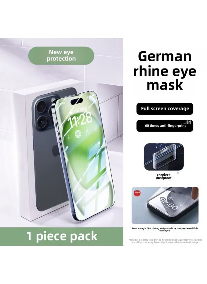 Generic Applicable To For Iphone 16 Tempered Film For Iphone 15promax Mobile Phone Film 14/13 12 Anti-fingerprint 11 Film Por-Colour:【soft Light Eye Protection★1 Piece Pack】filters Harmful Light★60 Times Anti-fingerprint★Receiver Dustproof-Size:For Iphone 15 Pro  - Image 1