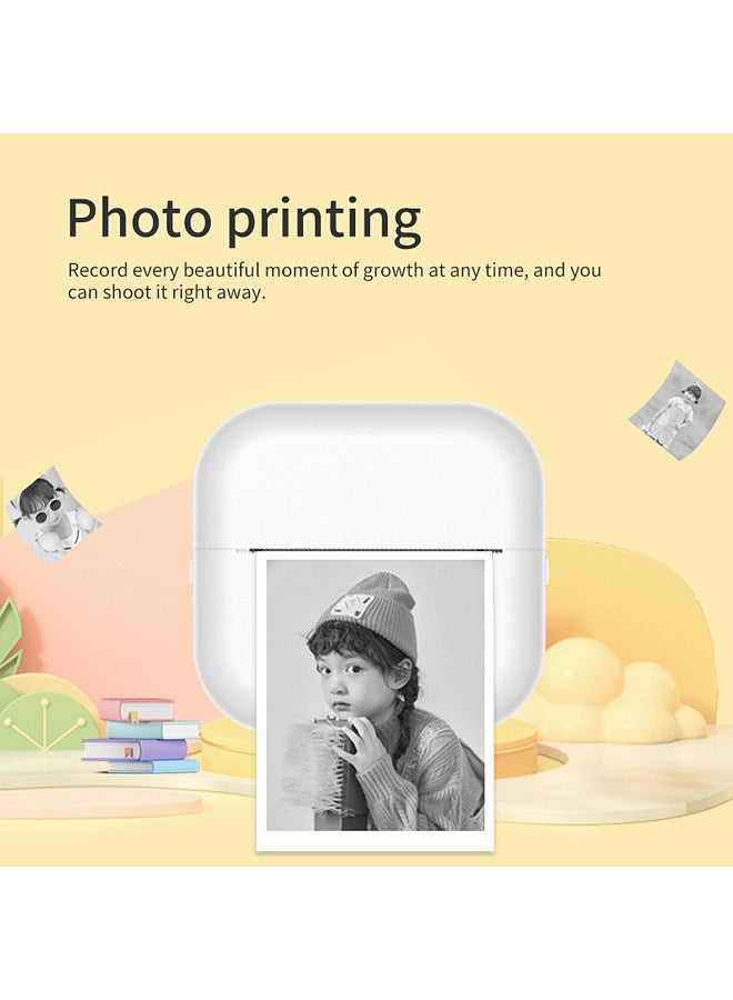 Mini Printer Machine Thermal Sticker Printer Inkless Portable BT Wireless Printer Portable Phone Printer Sticky Note Printer DIY for Children Compatible with iOS Android White - Image 4