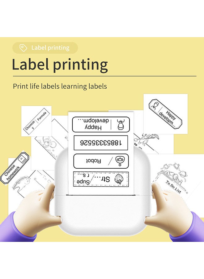 Mini Printer Machine Thermal Sticker Printer Inkless Portable BT Wireless Printer Portable Phone Printer Sticky Note Printer DIY for Children Compatible with iOS Android White - Image 5