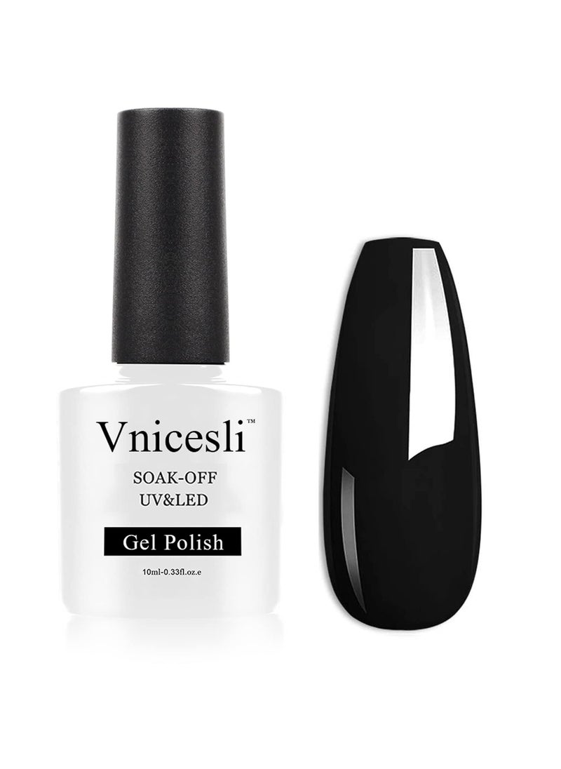 Vnicesli - Vnicesli Black Gel Nail Polish Pure Black Color Gel Polish Soak Off U V LED Nail Polish Nail Art Starter Manicure Nail Varnish Salon DIY at Home 10ml - Image 1