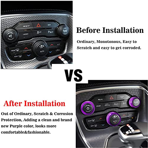 Auprite Climate Control Knob Covers for Challenger Accessories 2015-2023 2024, for Dodge Charger 2015-2023 2024, for Dodge Chrysler 300/300s 2015-2024,3Pcs Kit (Purple) - Image 2
