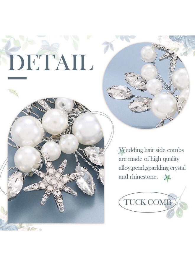 أصول مشط شعر العروس من Asooll Pearl Bride، مشط جانبي للعروس مرصع بأحجار الراين الفضية، إكسسوارات شعر على شكل نجمة للعروس وصيفة العروس - Image 5