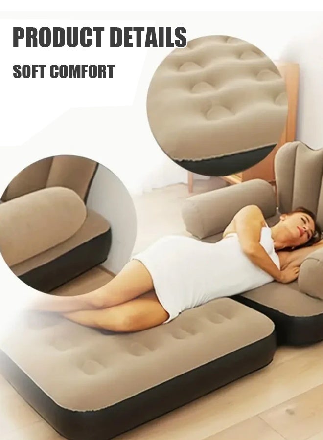 Generic 5 in 1  Foldable Portable Extra Large Inflatable Sofa, Lazy Sofa, Inflatable Bed, Air Bed, Lazy Flocking Lounge Chair, Multifunctional Couch with L-shaped Armrest for Indoor, Outdoor with Air Pump  blue  - Image 5