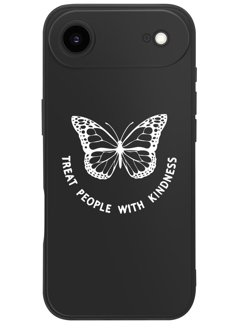 Theodor Protective Slim Fit Case Liquid Silicone Cover with Full Body Protection Anti-Scratch Shockproof Case For Apple iPhone 17 Air (Black) Treat people with kindness-01 - White - Image 1