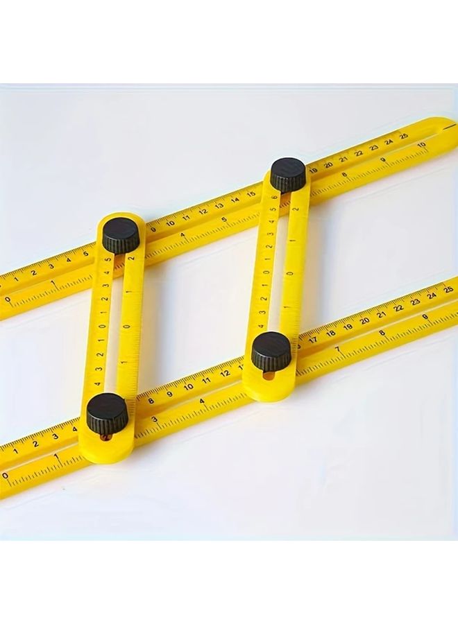 Yellow 4 Fold ABS Plastic Ruler Dual Scale CM Inch Multi Angle Measuring Tool - Image 1