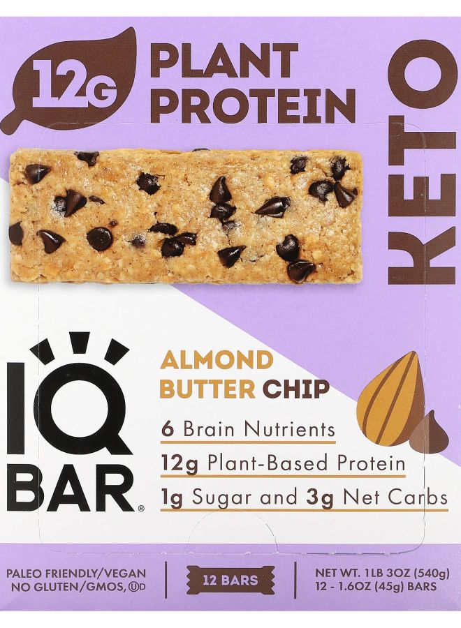 Plant Protein Bar Almond Butter Chip 12 Bars 1.6 oz (45 g) Each